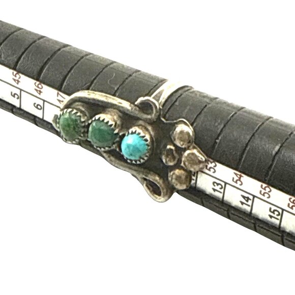 Vintage Navajo Sterling Silver Turquoise Green Stone Statement Ring Southwestern - Picture 8 of 8